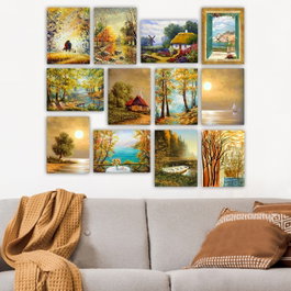 Wallity Set de 12 Cuadros Decorativos Multicolor en MDF de 20 x 15 cm